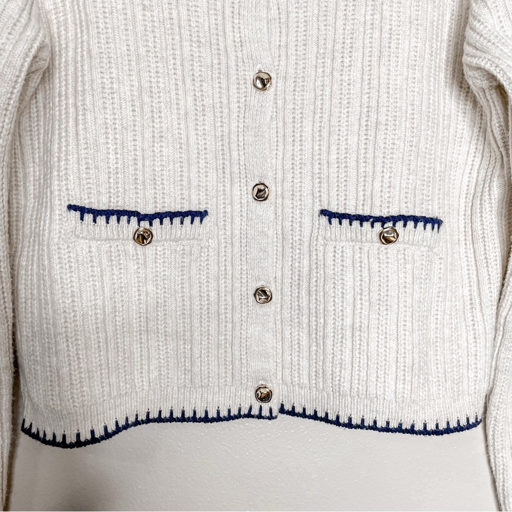 Song of Style | Cream Cardigan with Gold Button Detail, Old Money, Classic - Picture 5 of 13
